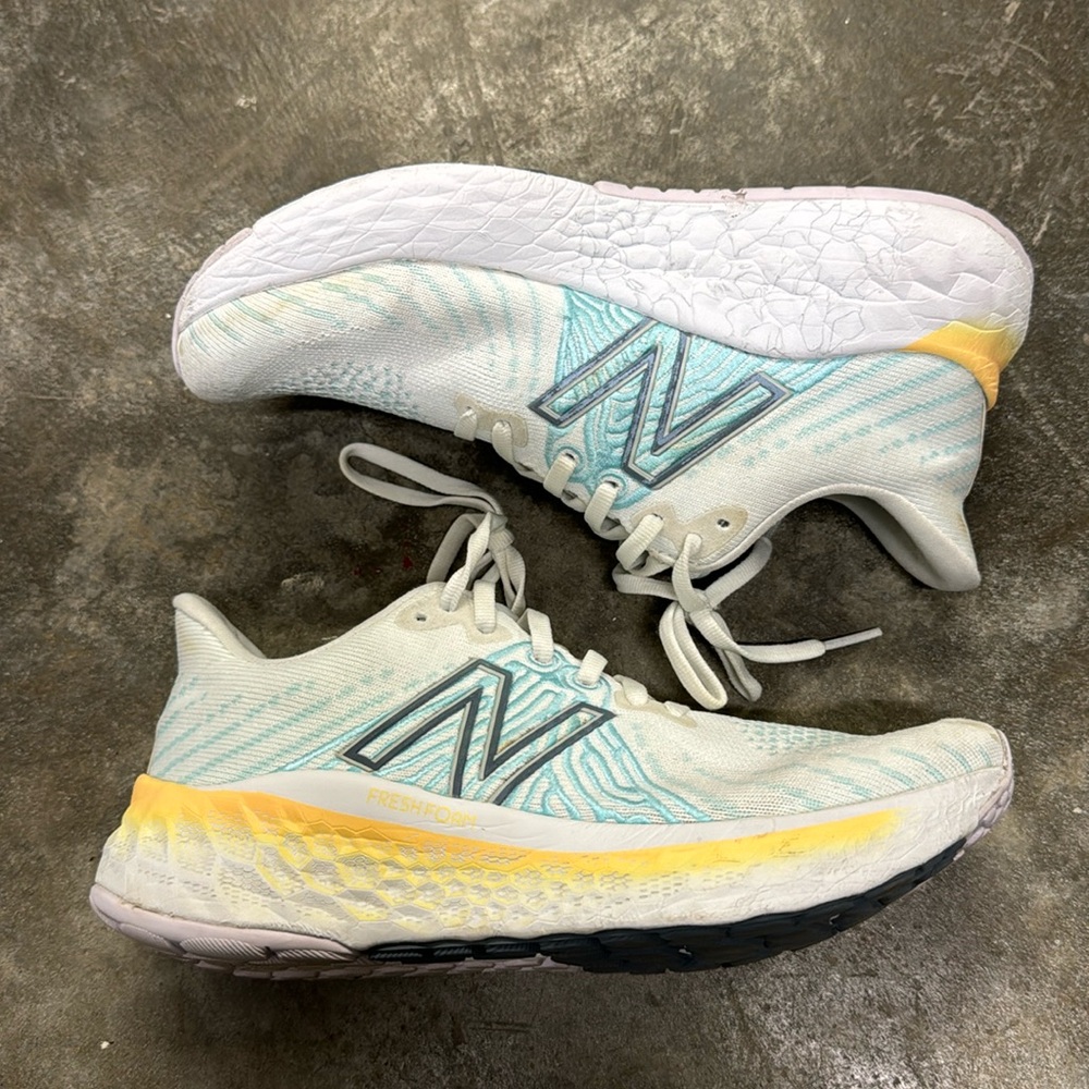 New Balance Women's White Teal Yellow Athletic Shoes